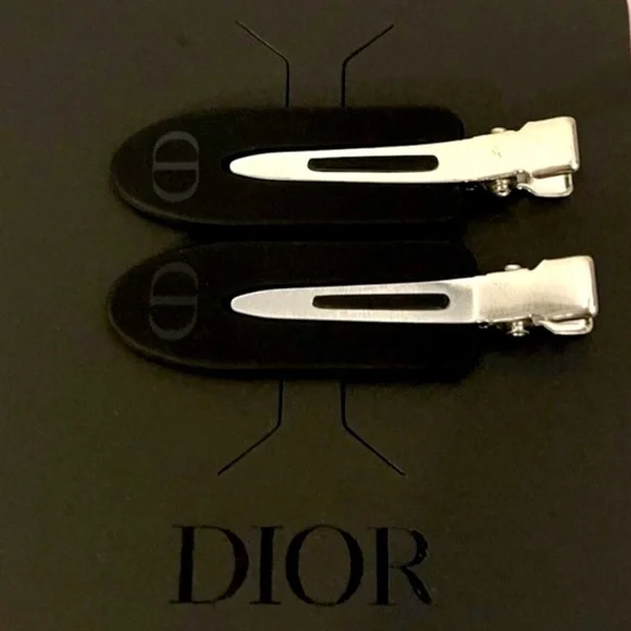 Dior VIP Matte Black and Silver Hair Clips Christian Dior Hair accessories Black Silvery Metal ref.5757  main image 3